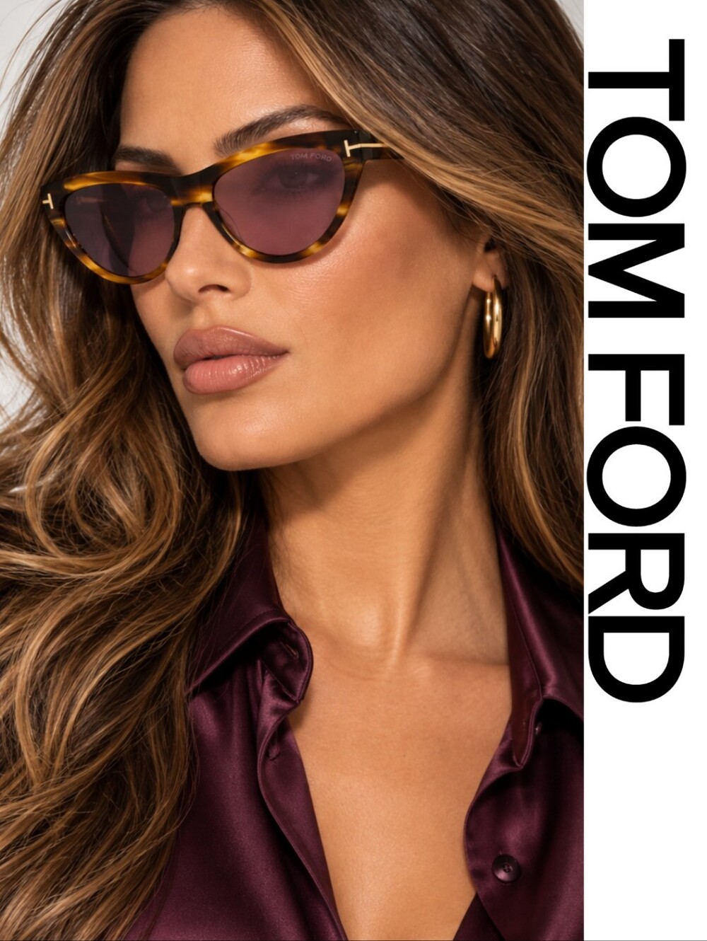 Tom Ford- Havana Women's Cat Eye Sunglasses